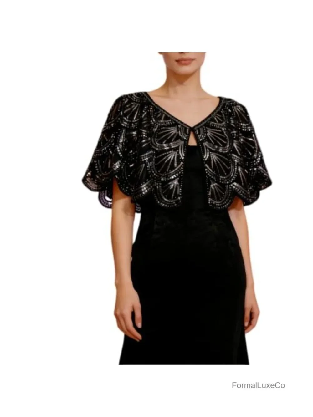 Sequined Flapper Cape Shawl for Weddings